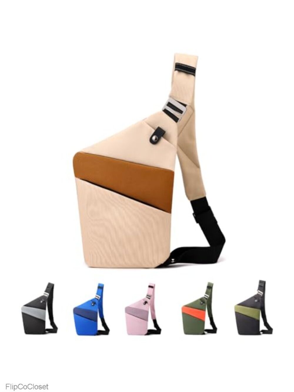 Anti Theft Crossbody Sling Bag 5 Pockets Water Resistant Travel Purse